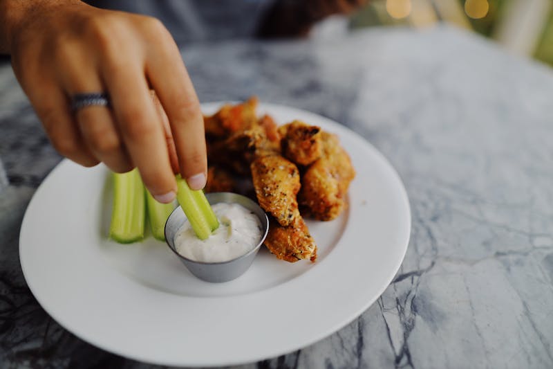 Classic Buffalo Wings with celery and blue cheese